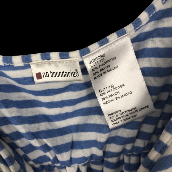 Blue & White Strappy Sun Top w/Padded bust, Beach Casual, Tunic Top SZ Junior L - Picture 6 of 6